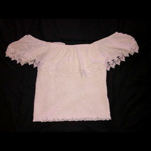 Off the shoulder white